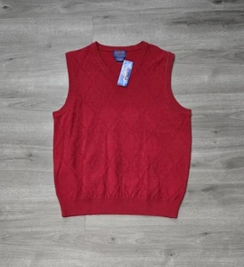 Pendleton 100% Virgin Lambs Wool V-Neck Sweater Vest Men's Size Large Red - Picture 1 of 8