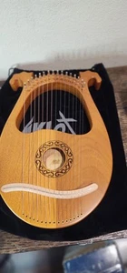 AKLOT Lyre Harp 16 String Solid Mahogany with Pickup Tuning Harmer Carry Bag - Picture 1 of 7