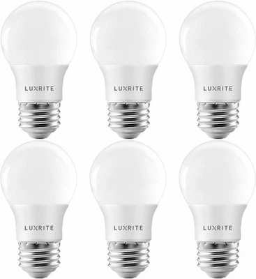 Luxrite A15 LED Light Bulb 40W Equivalent Dimmable 2700K 600lm E26 Base 6-Pack - Image 1 of 4