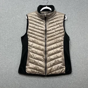 Wmns XL Calvin Klein Metallic Puffer Vest Mock Neck Zip Up + Zipper Pockets - Picture 1 of 8