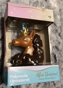 NEW 3.5" Tall Afro Unicorn Christmas Tree Ornament - Picture 1 of 2