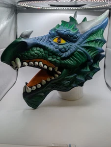 Hyde und Eek! Erwachsene Deluxe grün blau Drachenkopf Maske Kostüm Hörner Zielscheibe  - Bild 1 von 6