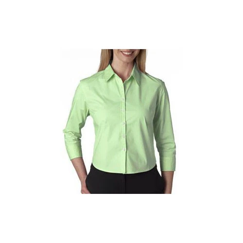 NEW UltraClub Ladies' Stretch Poplin 3/4-Sleeve Blouse. 8352 Citrus. Size Medium - Image 1 of 1
