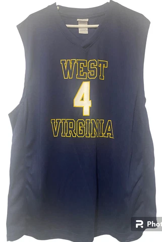 West Virginia Mountaineers Jersey Men 2XL Blue Basketball Shirt Tank Top WVU EUC Cover