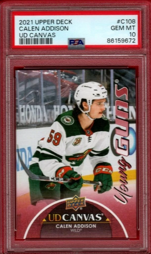 2021-22 UPPER DECK UD CANVAS CALEN ADDISON YOUNG GUNS #C108 RC PSA 10 YG GC - Image 1 of 1