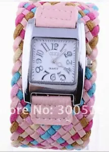 Korea Fashion Rope Braided Leather Cord Bracelet Ladies Watch - Picture 1 of 4