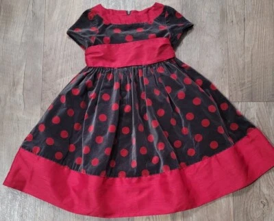 Vestido de férias Bitty Baby American Girl bolinhas meninas tamanho 6 cinza e vermelho  - Imagem 1 de 4