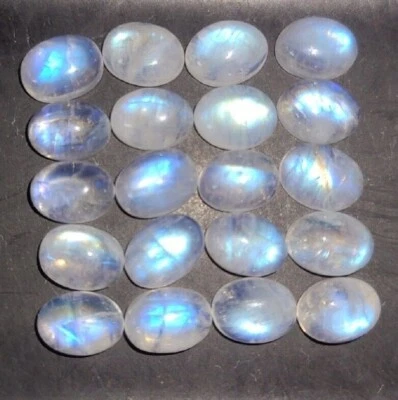 Natural Rainbow Moonstone 8x6mm Flat Back Oval Cabochon Loose Gemstone(s) - Image 1 of 4