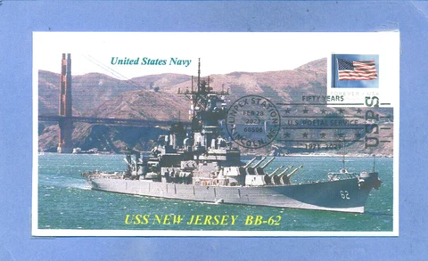 USS NEW JERSEY BB-62 Battleship Vietnam War Ship Color Photo, Golden Gate PictPM Cover
