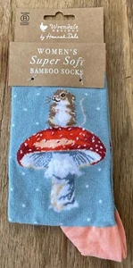 Socken Bambussocken Maus mit Fliegenpilz Wrendale Designs Einheitsgröße Strümpfe - Bild 1 von 3