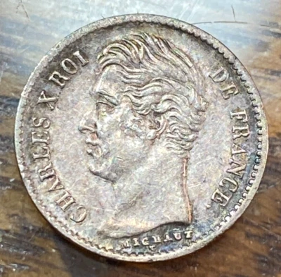 1828-A Francia 1/4 Franco Elección Original AU KM-722,1 CHN Foto 1 de 2