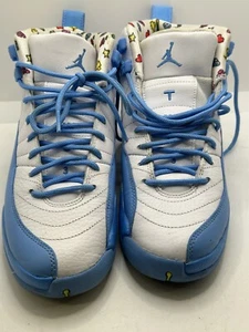 Nike Air Jordan 12 University Blue UNC Emoji GS Size 5Y - Picture 1 of 15
