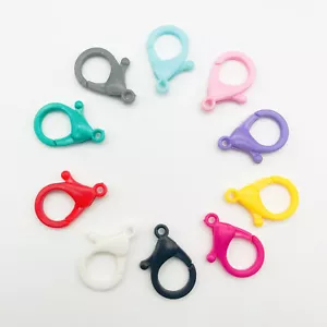 50 Pcs Mixed Color Plastic Keychain Clips 1.4" Crafts Lobster Claw Clasps Snap - Picture 1 of 12