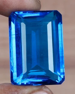 66.70 Ct. AAA+ Large Blue Topaz Emerald Cut Loose Gemstone Gift for Women - Picture 1 of 6
