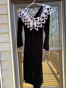 Vintage Scott McClintock Black Velvet Off Shoulder Knee Length Party Dress sz 14 - Picture 1 of 5