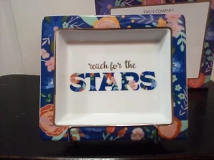 Two's Company Wise Sayings Porcelain Trinket Tray "Reach For The Stars" *EUC - Picture 1 of 6