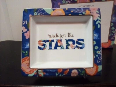 Two's Company Wise Sayings Porcelain Trinket Tray "Reach For The Stars" *EUC - Image 1 of 4