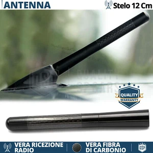 Antenna Corta 12cm Fibra Carbonio PER Peugeot 206-207-406 VERO Segnale RADIO - Foto 1 di 11