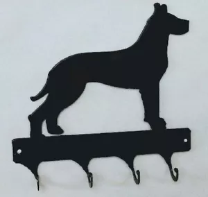 Deutsche Dogge 4 Haken Leine oder Schlüsselhalter schwarz Schmiedeeisen Optik Made in USA - Bild 1 von 1