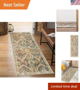 Durable Low Pile Runner Rug, 2'6" x 7' - Timeless Vintage Moroccan Design - Picture 1 of 11