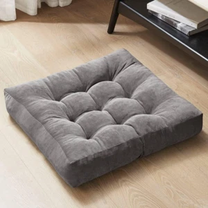 Meditation Floor Pillow, Square Large Pillows Seating for Adults, Gray Tufted Co - Picture 1 of 7