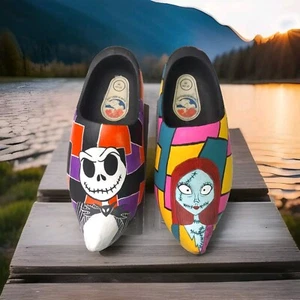 The Nightmare Before Christmas Painted Made In Holland Wooden Clogs Hand Painted - Picture 1 of 12