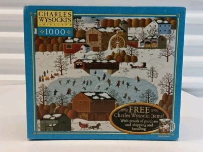 Hasbro M Bradley 1000 pc Jigsaw Puzzle Charles Wysocki Americana Chestnut Valley - Image 1 of 4