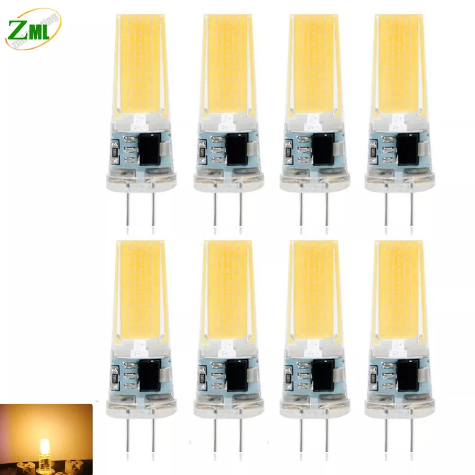 8X G4 LED Lampe 8W Dimmbar COB AC DC 12V Warmweiß Birne Stiftsockel Leuchtmittel - Bild 1 von 4