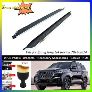 Black Running Board fits for SsangYong G4 Rexton 2018-2024 Side Step Nerf Bar - Picture 1 of 7