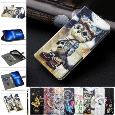 3D Cat Butterfly Rose Wallet Phone Case For iPhone 14 13 12 11 Pro Max XR 7 8 - Image 1 of 4