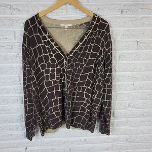 Merona Womens Sweater 20W 22W Cardigan Button Up Black Animal Print Lightweight - Picture 1 of 10