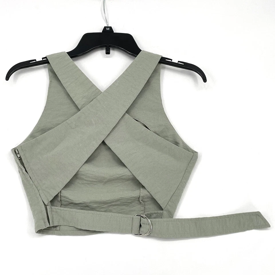 Nasty Gal укороченный верхний открытый крест назад зеленый богемное хиппи женщин размер 0 фестиваль клуб - Изображение 1 из 4