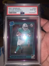 2021 Donruss Purple Season Stat Line Jaylen Waddle #263 PSA 10 Rookie Dolphins