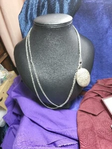 Antike viktorianische lange 50" massive Silber Muff Schutz Kette & Medaillon 44,3 g - Bild 1 von 12