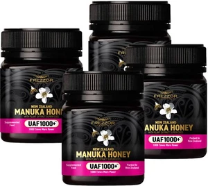 FREZZOR New Zealand Manuka Honey UAF1000+, Immune Support, Skin Health 4 Jars - Picture 1 of 12