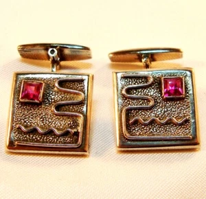 Hübsche russische Spinell Manschettenknöpfe 875 Silber old Cufflinks / BE 759 - Bild 1 von 6