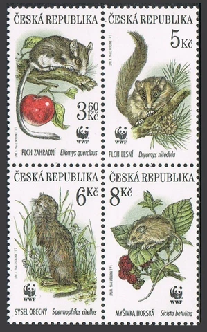 Czech Republic 2984 ad block,MNH.Michel 110-113 vb. WWF 1996.Mouses Cover