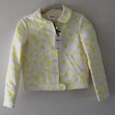 NUEVO CON ETIQUETAS Chaqueta Bonpoint Botón Frontal Bordada Estilo Electra Amarillo Blanco Corazón 12 Foto 1 de 4