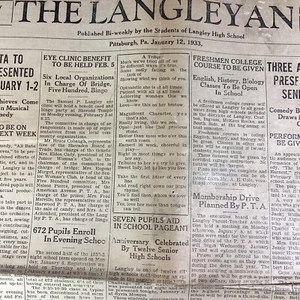 Pittsburgh PA Langley High School Zeitung 12. Januar 1933 seltenes Original Opal Gedicht - Bild 1 von 10