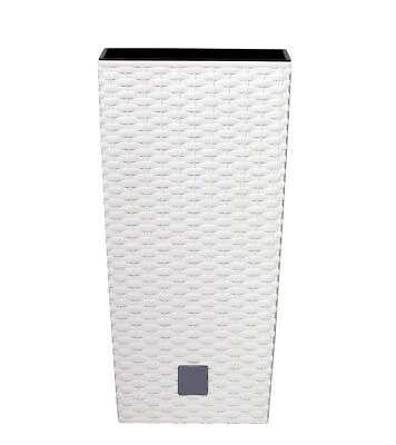 Kunststoff Flecht Blumen Topf 62 x 32 cm - weiß - Pflanz Kübel Säule eckig - Bild 1 von 2