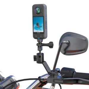 Soporte de montaje de espejo retrovisor de aluminio para motocicleta para Insta360, GoPro 11 - Imagen 1 de 7