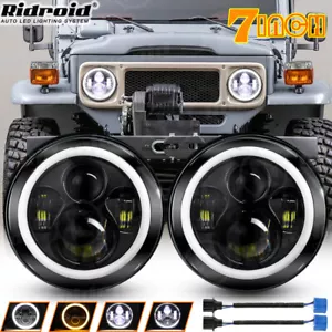Pair 7 inch Round Led Headlights For TOYOTA LAND CRUISER FJ40 FJ60 J80 1965-1985 - Picture 1 of 21