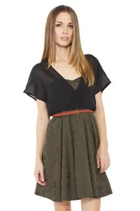 Vestido Mackage Kimono Mangas Cortas Militar WPCJ-D042 Transparente Oliva Oscura NUEVO Negro - Imagen 1 de 4