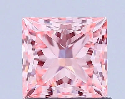 Princess 1.10ct Fancy Intense Pink VS2 CVD IGI loose lab grown diamond - Image 1 of 3