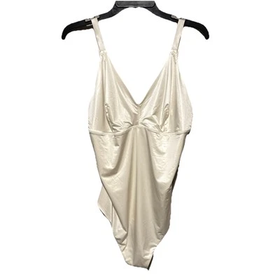 SPANX Plus 2X Shaping Satin Thong Bodysuit 10322R Ivory Liquid Stretch $78 - Image 1 of 4