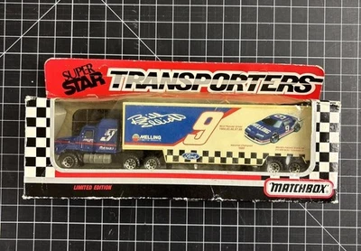 Bill Elliott Matchbox Super Star Transporters 1991 Melling Racing 1/87 Ford azul Foto 1 de 4