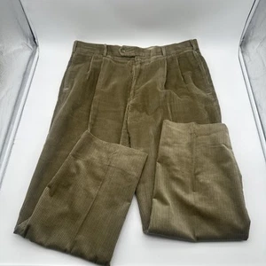 Jos. A. Bank Colorfast Corduroy Pants Beige Men 36x30 Cords Pleated Cuffed - Picture 1 of 14