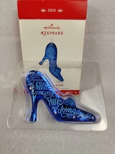 Hallmark 2016 Disney Cinderella's Slipper Glass Christmas Ornament NIB - Picture 1 of 6