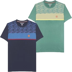 Lambretta Mens Paisley Panel Short Sleeve Crew Neck Cotton T-Shirt Top Tee - Picture 1 of 7