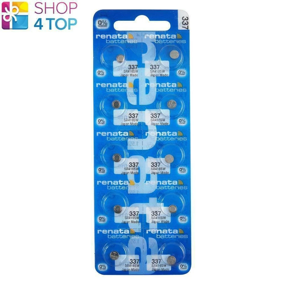 10 RENATA 337 SR416SW BATTERIES SILVER 1.55V WATCH BATTERY EXP 2024 NEW - Image 1 of 1